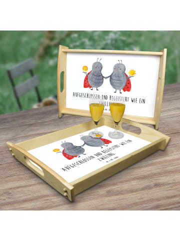 Mr. & Mrs. Panda BettTablett Sternzeichen Zwilling mit Spruch in Weiß
