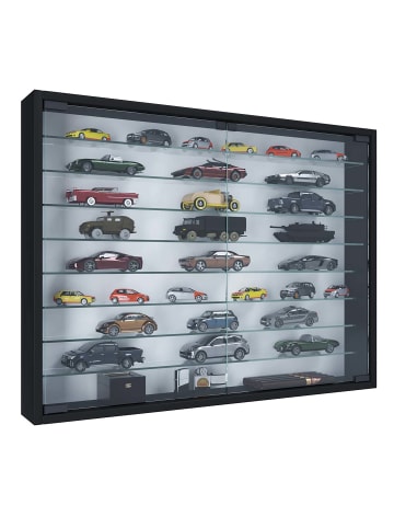 ebuy24 Glasvitrinen MandosaXXL 3 Schwarz 80 x 10 cm