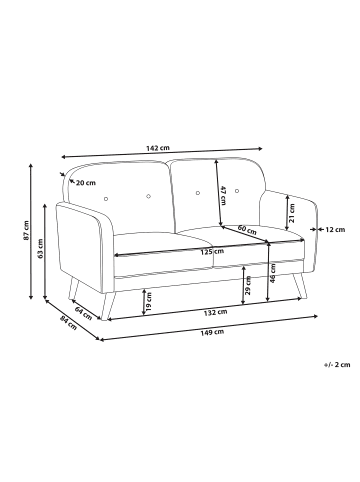 Beliani 2-Sitzer Sofa ETTRUM in Beige/Braun - (W) 149 x (H) 87 x (L) 84 cm