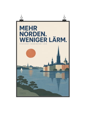 Print Stadt minimalistisch Design mit Spruch in Weiß