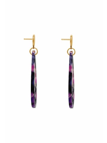Gemshine Ohrhänger PURPLE BERRY Schildpatt Harz Tropfen in gold coloured
