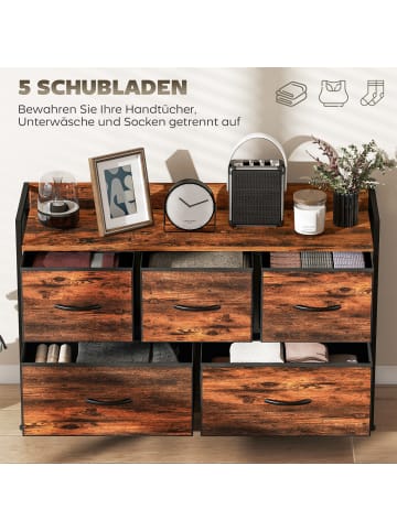 HOMCOM Kommode-98L x 29B x 63H cm-Rustikal-Braun