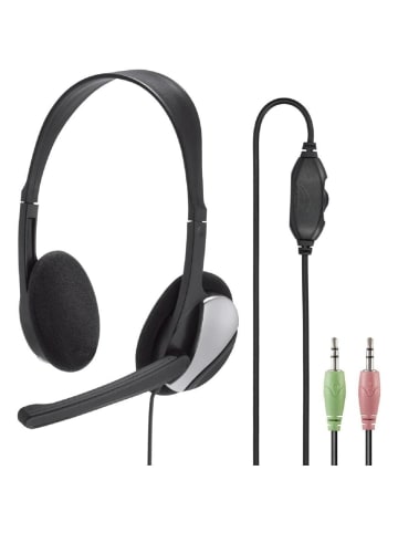 Hama PC Headset Ultraleichtes On-Ear-Headset Mikrofon & Lautstärkeregler in Schwarz