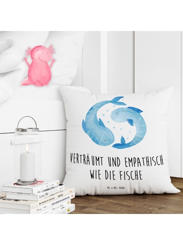 Mr. & Mrs. Panda Kopfkissen Sternzeichen Fische mit Spruch in Weiß