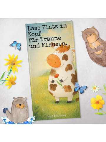 Mr. & Mrs. Panda Sporthandtuch Kuh Design mit Spruch in Vintage