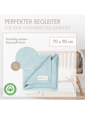Räuberella Strick Babydecke Sternenmuster Frischer Morgentau in Blau - 75x100 cm