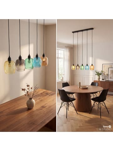 home24 home24 Pendelleuchte aus Glas und Metall in Mehrfarbig - 15 x 109 x 150 cm in Multicolor
