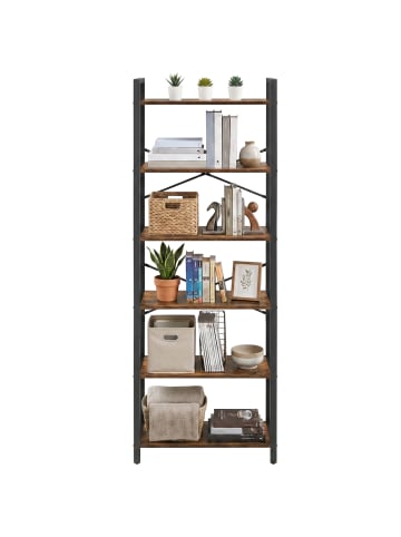 VASAGLE Bücherregal Barnet in Braun-Schwarz - (B)64 x (H)185.5 x (T)30 cm