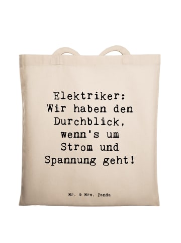 Mr. & Mrs. Panda Einkaufsbeutel Spruch Elektriker Durchblick mit... in Creme
