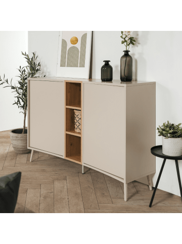 CALICOSY Sideboard MYR in Beige - (W) 135  x (H) 90  x (L) 37,5  cm