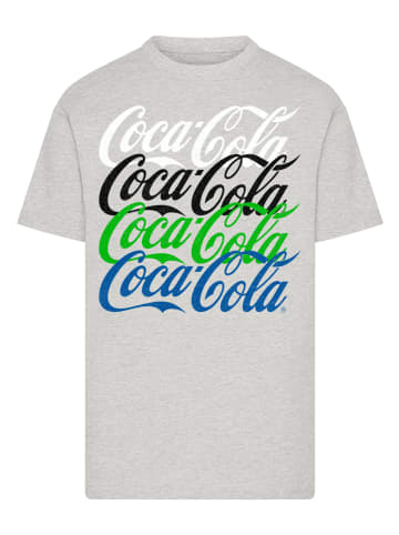 F4NT4STIC T-Shirt Coca Cola Repeat Logo in grau meliert
