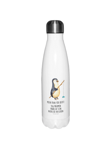 Mr. & Mrs. Panda Thermosflasche Pinguin Angler mit Spruch in Weiß