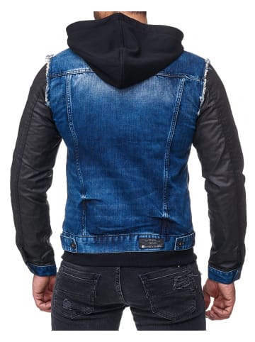 Cipo & Baxx Herren Regular Fit Bikerjacke Stonewashed in Blue