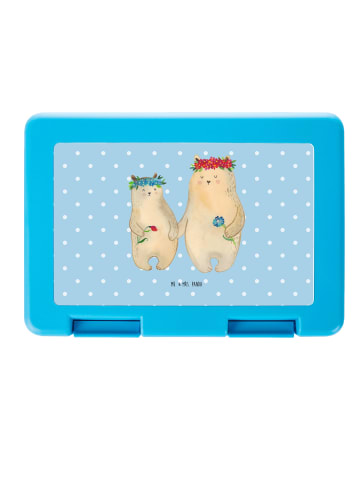 Mr. & Mrs. Panda Aufbewahrungsbox Bären mit Blumenkranz ohne Spruch in Blau Pastell