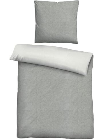 Biberna buntgewebt, Melange-Flanell Wendebettwäsche in sturmgrau