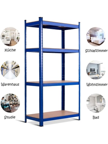 COSTWAY Lagerregal Schwerlastregal 4 Ebenen 180x90x40cm in Blau