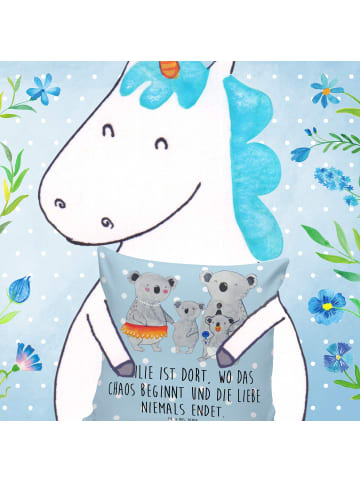 Mr. & Mrs. Panda Kissen 40x40 Koala Familie mit Spruch in Blau Pastell