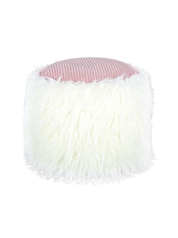 Kayoom Sitzkissen Fellpouf Bobtail in weiß - rosa
