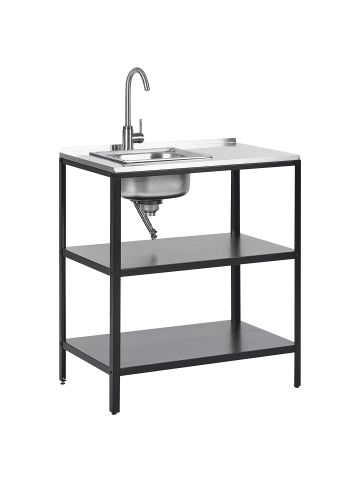Beliani 3-tlg Gartenküche VILAMA in Schwarz/Silber