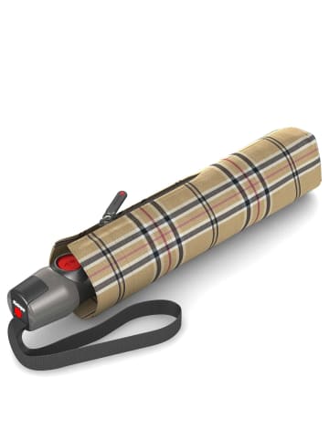 Knirps T.200 M Duomatic - Taschenschirm Regenschirm (bordeaux) in check beige