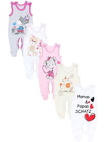 TupTam Unisex Baby Strampler mit Aufdruck 5er Set in rosa/weiß