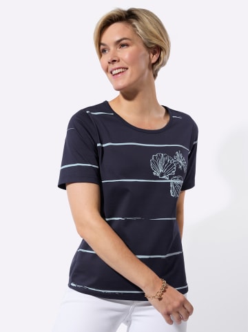 WITT WEIDEN Halbarmshirt in marine-hellblau-bedruckt