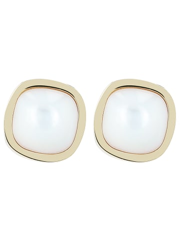 Adeliás Damen Ohrringe – Ohrstecker aus Edelstahl mit Perlmutt in gold