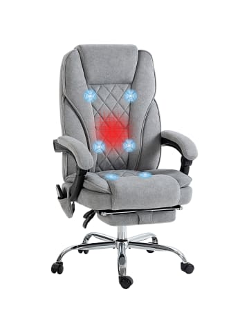 Vinsetto Bürostuhl mit Massagefunktion-72L x 67B x 111-119H cm-Grau