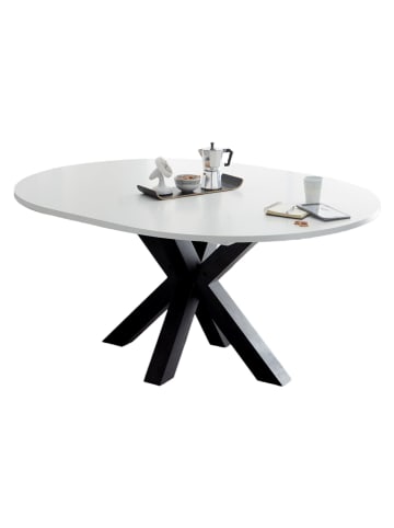 58 aufm Kessel ESSTISCH Rund ausziehbar Edda 9 130x130x78 Küchentisch Schwarz/Weiß