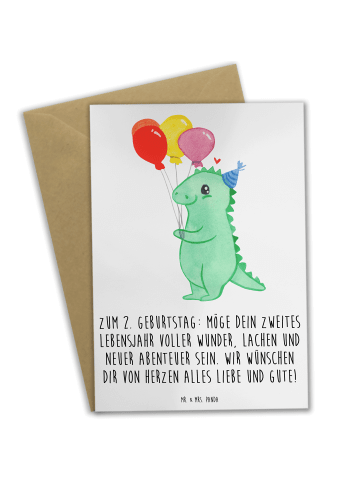 Mr. & Mrs. Panda Grußkarte 2. Geburtstag Wünsche mit Spruch in Weiß