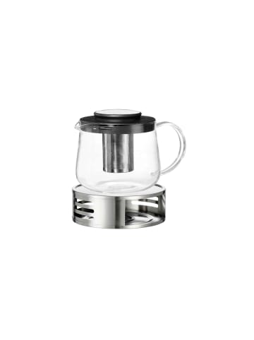 2er Set Teekanne mit Sieb & Stövchen Yucca in Schwarz-Transparent 1,5 l