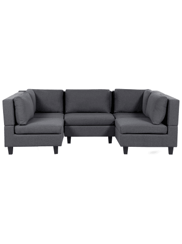 Beliani 5-tlg Modulsofa UNSTAD in Grau/Schwarz