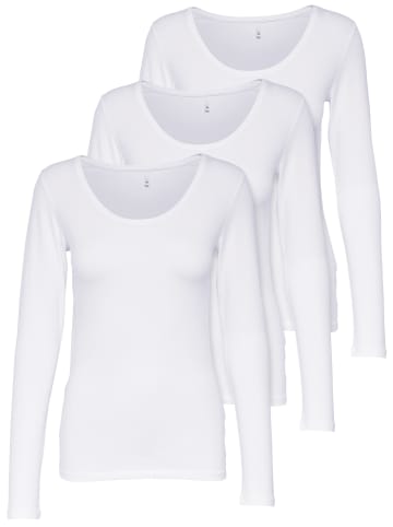 ONLY 3er-Set Basic Langarmshirt in Weiß