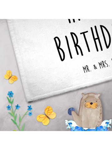 Mr. & Mrs. Panda Handtuch Avocado Geburtstag mit Spruch in Weiß