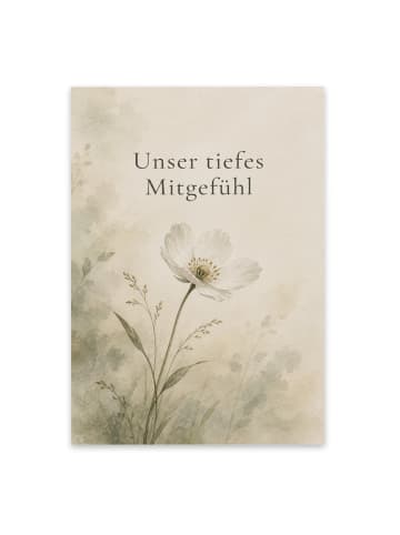 Mr. & Mrs. Panda Trauerkarte Blume würdevoll Design mit Spruch in Weiß