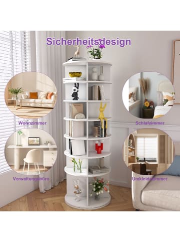 ABRIHOME 7 stufiges Schuhregal mit 360° Drehfunktion in Weiß, 60 × 60 × 184 cm