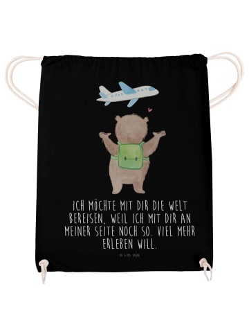 Mr. & Mrs. Panda Beutel Bär Flugzeug mit Spruch in Schwarz