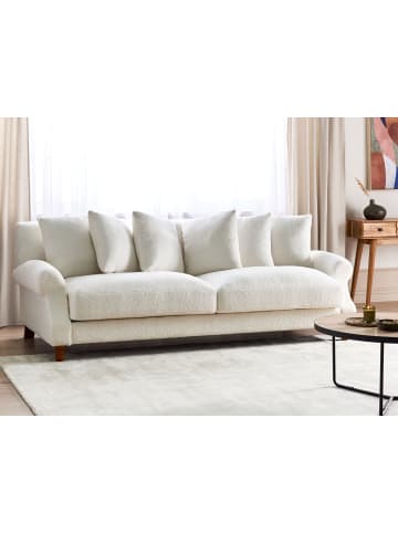 Beliani 3-Sitzer Sofa EIKE in Weiß/Dunkler Holzfarbton - (W) 229 x (H) 82 x (L) 102 cm