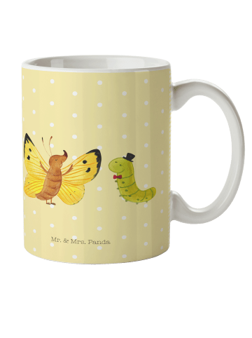 Mr. & Mrs. Panda Kindertasse Raupe Schmetterling ohne Spruch in Gelb Pastell