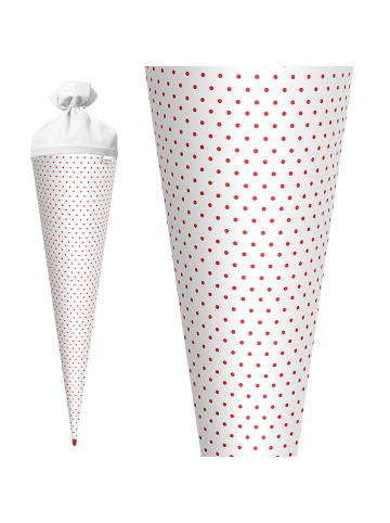 ROTH Bastel-Schultüte groß weiß rote Punkte 70 cm in Weiß