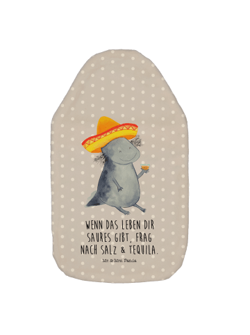 Mr. & Mrs. Panda Wärmflasche Axolotl Tequila mit Spruch in Grau Pastell