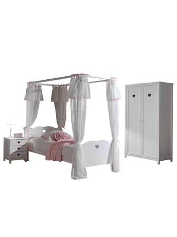 58 aufm Kessel KINDERZIMMER Kamila 4 weiß aus MDF mit Bett, Schrank und Nachtkonsole