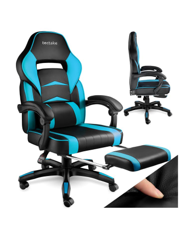 tectake Racing Bürostuhl Comodo inklusive Lendenkissen, Belastbarkeit 120 kg, schwarz/az