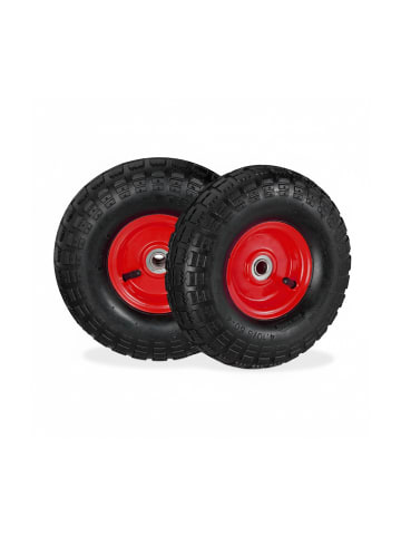 relaxdays 2 x Sackkarrenrad in Schwarz/ Rot - 4.10 3.50-4