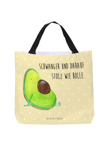 Mr. & Mrs. Panda Einkaufstasche Avocado Schwangerschaft mit Spruch in Gelb Pastell