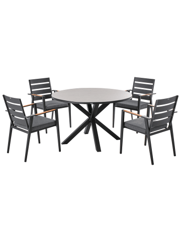 Beliani 5-tlg Gartentisch Set MALETTO/TAVIANO in Grau/Schwarz/Braun