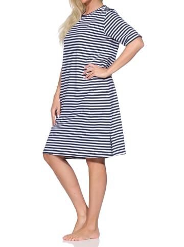NORMANN Kurzarm Nachthemd Streifenoptik in marine