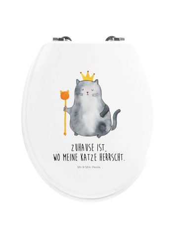 Mr. & Mrs. Panda Motiv WC Sitz Katze König mit Spruch in Weiß