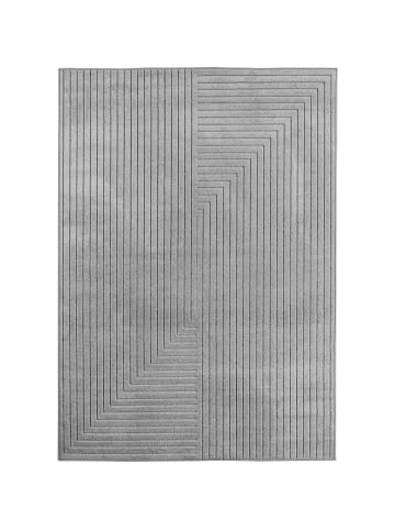 KADIMA DESIGN Kurzflorteppich Skandi 3D-Bögen Waschbar Wohnzimmer in Silber