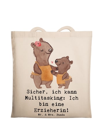 Mr. & Mrs. Panda Tote Bag Erzieherin Multitasking mit Spruch in Creme